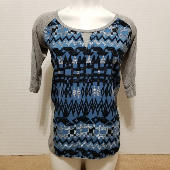 Dolan top XS Lamai southwest tribal Aztec embroidered boho stretch Anthropologie - Picture 1 of 13